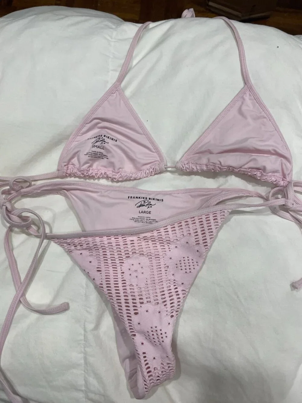 Frankies Bikinis Light Pink Set Size Small Top Large Bottoms